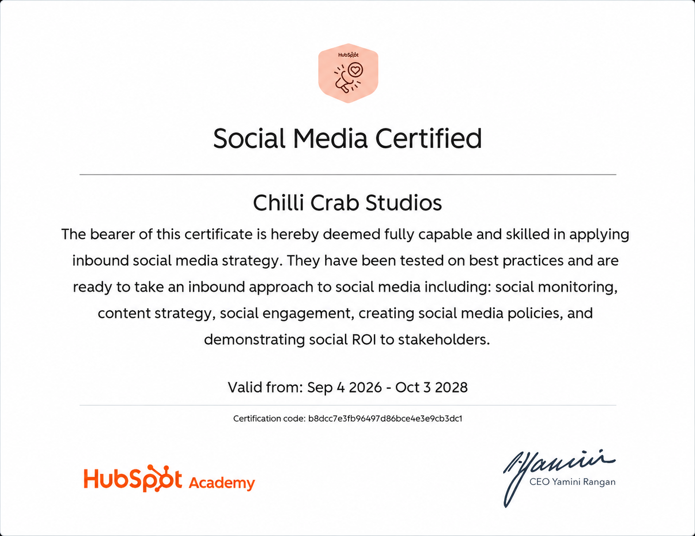HubSpot Social Media Marketing Certificate